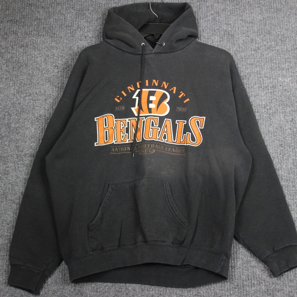 Vintage 90s Cincinnati Bengals NFL Football Hoodie Gray Mens L‎ Sweatshirt
